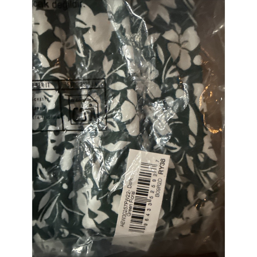 Women's Sz XXL 2XL Dark Green Floral Print Short Sleeve VNeck Fit Flare Dress‎ - Picture 11 of 11